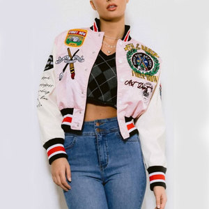 Veste universitaire pour femme à manches longues, imprimée, en toile respirante, séchage rapide, pour l'hiver, avec col montant et logo personnalisable sur le devant - Product Image 1