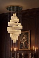Lustre LED circulaire de luxe nordique, lampe de plafond moderne en verre pour hall d'hôtel, villa, duplex, escalier, décorations intérieures