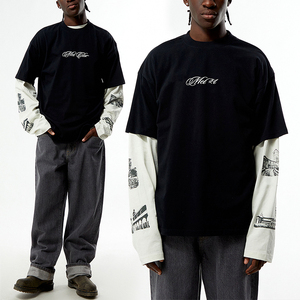 T-shirts pour hommes KingSen à manches longues, en coton, à double couche, respirants, coupe classique, style streetwear, impression personnalisée - Product Image 1