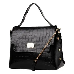 Bolso Tote Negro de Piel de Cocodrilo para Mujer, Marca Fana Jacoba, Gran Capacidad, Cierre de Solapa, Correa de Cadena, Estilo Casual de Lujo - Product Image 3