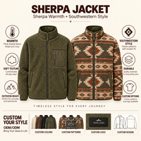 Veste polaire vintage pour homme, style sud-ouest, réversible, en sherpa, manteau d'hiver, fermeture éclair intégrale, décontracté, pour l'extérieur, vente en gros, OEM, ODM