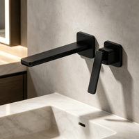 Robinet de lavabo mural, mitigeur dissimulé doré pour salle de bain de villa