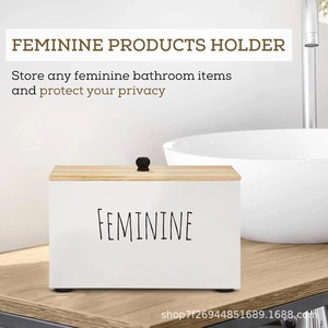 Wooden Storage <b>Box</b> With Lid Rectangular Covered Compartments For Cotton Buds Balls <b>Makeup</b> Pads Feminine Desk Organizer - Product Image 5