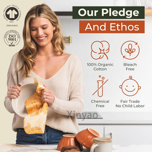 Serviette en papier réutilisable pour la cuisine avec logo personnalisé, double couche, super absorbante, en <span class=keywords><strong>coton</strong></span> biologique, torchon, grande feuille de tissu - Product Image 3