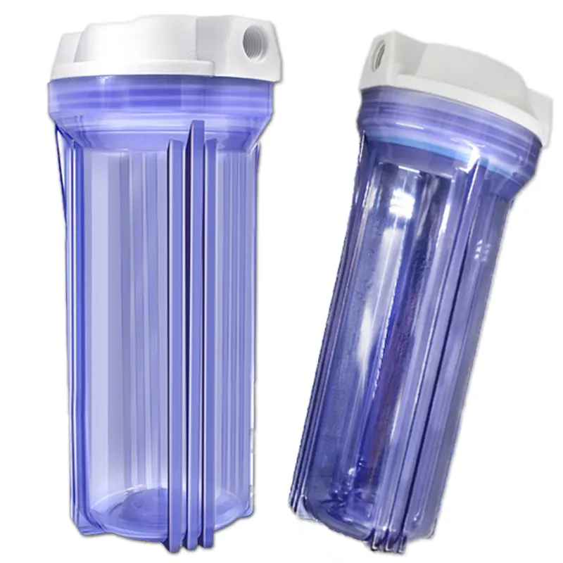 whole house water filter 10 inch Blue Clear Bottle Housing 1/4" 1/2" Plastic connectors water filter Housing