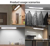 Bande lumineuse LED à détecteur de mouvement, dimmable, super lumineuse, rechargeable par USB, sans fil, à coller, veilleuse pour escaliers, marches, placard
