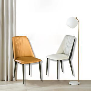 Chaise de salle à manger en cuir moderne et confortable Lu avec dossier pour la maison et l'hôtel, pieds en métal - Product Image 5