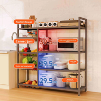 Étagère de rangement mobile à quatre niveaux en métal, organisateur d'angle pour cuisine, chariot à légumes et fruits, paniers de rangement pour micro-ondes