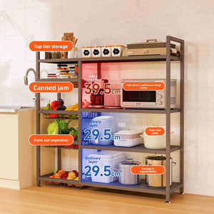 Mobile Four-Tier Metal <strong>Storage</strong> Rack Organizer Corner Kitchen Hardware Cabinet Vegetable Fruits Trolley Baskets <strong>Microwave</strong> <strong>Storage</strong> - Product Image 2