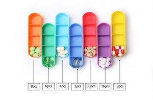 Organizador de pastillas semanal de 7 días Caja de viaje de vitaminas Recordatorio diario con bolsa de PU - Product Image 6