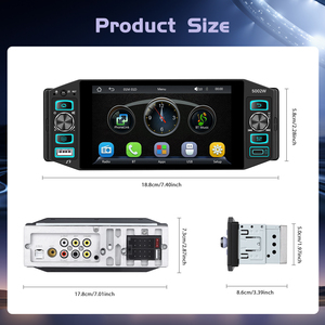 Autoradio Podofo 1 Din con Schermo Touch da <span class=keywords><strong>5</strong></span>" Incell, Video/Carplay Wireless/Android Auto, Illuminazione Colorata, Lettore MP5 per Auto, Porta USB, OEM - Product Image 5