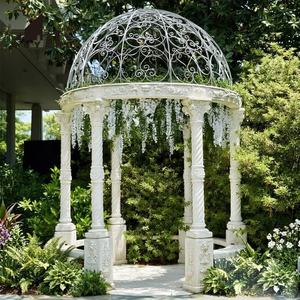 Gazebo in Metallo Stile Vintage Europeo di Lusso per Decorazioni Matrimoniali, Padiglione in Ferro Battuto a Cupola Rotonda per Giardino Esterno in Vendita - Product Image 5