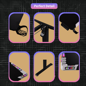 Escritorio Gaming Ergonómico <span class=keywords><strong>Eureka</strong></span> con Iluminación RGB de 200 cm, Mesa Rosa con Elegante Marco de Fibra de Carbono, Superficie de Melamina Duradera y Ajustable - Product Image 4