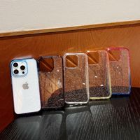 Casing HP iPhone 16 Pro Max Apple 15 14 Transparan Slot 13 Anti Jatuh dengan Motif Patchwork Glitter Gradasi Warna