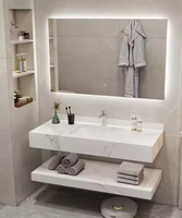 Desain Hotel Kabinet Dinding Kustom dari Batu Sinter Marmer dengan Wastafel Tunggal untuk Proyek Konstruksi