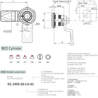 Cylindre de serrure à came à quart de tour étanche IP65 en alliage de zinc noir, hexagone interne, pour boîte à outils, armoire électrique, outil d'accès