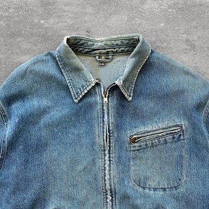 Vestes en jean vintage slim fit pour hommes, de haute qualité, personnalisées, avec étiquette lavée, fermeture éclair, col rabattable, style streetwear - Product Image 3