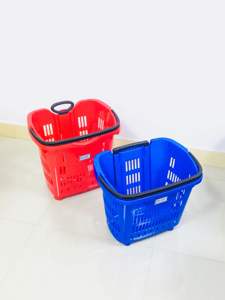 MOQ 20 PCS 40L Supermarket Telescopic Rolling <strong>Basket</strong> With 2 <strong>Wheels</strong>, Shopping <strong>Roller</strong> <strong>Basket</strong> With Aluminum Handle - Product Image 6