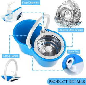360 Spin <b>Magic</b> Mop With Cleaning Mop and Stainless Twisted Pole Mop - Product Image 5