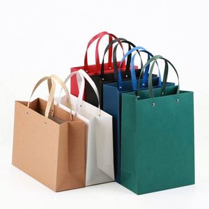Bolsas de Papel Kraft Blancas de Lujo Personalizadas Promocionales con Asas para Compras - Product Image 1