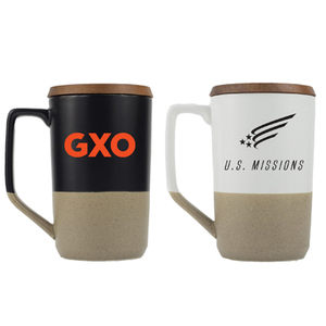 Popolare tazza in ceramica 2 toni Concord 15oz con coperchio in legno - Product Image 1