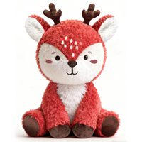 Peluche Mignonne Cerf Rouge, Doux Doudou Renne Assis pour Cadeau de Fêtes et Décoration Intérieure