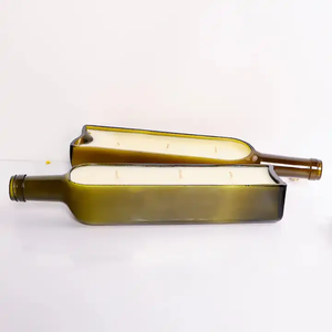 Botella de copa de vino reciclada redonda cuadrada en forma de vidrio ámbar verde contenedores perfumados con tarro de vela de vidrio de corte geométrico de diferentes tamaños - Product Image 6