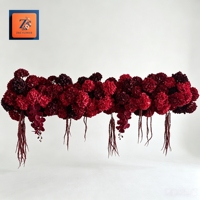 Boule de fleurs artificielle en soie bordeaux luxueuse pour centre de table de mariage, réaliste, vente en gros
