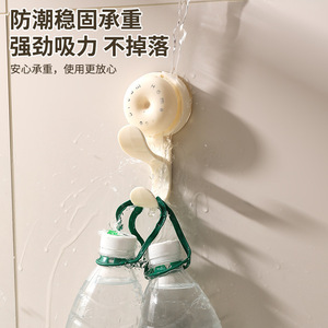 Suction Cup Hook Round White Wall Mounted Removable Bathroom Kitchen Coat Hook - Product Image 3