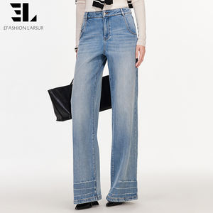 Pantalones <span class=keywords><strong>Vaqueros</strong></span> Holgados de Lyocell Suave y Ecológico de Fábrica Personalizada LARSUR, Pantalones de Mezclilla Rectos y Desgastados para <span class=keywords><strong>Mujer</strong></span> - Product Image 4