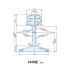 Rail <span class=keywords><strong>de</strong></span> ferroviaire en acier 115RE 136RE 141RE, rail lourd à fond plat, vigneole <span class=keywords><strong>de</strong></span> <span class=keywords><strong>chemin</strong></span> <span class=keywords><strong>de</strong></span> <span class=keywords><strong>fer</strong></span>, norme AREMA nord-américaine (lb/yd) - Product Image 4