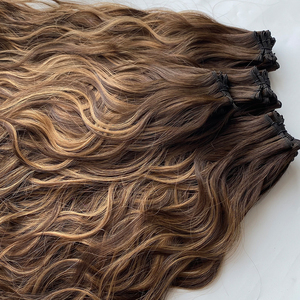 Migliori Vendite di Extension Europee a Doppia Trama Annodate a Mano con Texture Ondulata, Mantengono le Onde Dopo il Lavaggio a Prezzo all'Ingrosso - Product Image 2