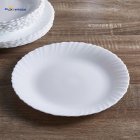 Ensemble de vaisselle en verre opale durable et portable, 12 pièces, entièrement blancs, avec des bords ondulés, pour la maison, la cuisine, le restaurant