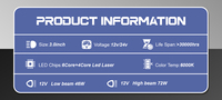 Lente de Proyector LED de Alta Potencia VAHID con Doble Láser de 73W, 11000LM, BILED, 3.0 Pulgadas, Universal, 6000K, 12V