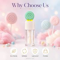 Tube de brillant à lèvres vide ISMAN Private Label 4ml, design sucette, applicateur en silicone épais, emballage cosmétique mignon