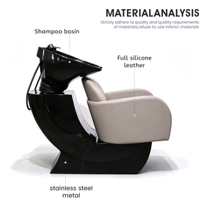 Fauteuil de lavage moderne en cuir marron pour salon de coiffure avec lavabos en céramique et base en fibre de verre – Mobilier professionnel pour salon de coiffure - Product Image 3