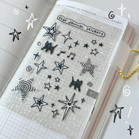 Feuille d'autocollants en vinyle transparent PET imperméable personnalisée coréenne - Motif dessin animé