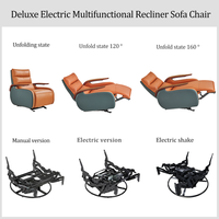Fauteuil inclinable électrique moderne en cuir véritable, pivotant, à bascule, avec accoudoirs en bois massif, fonction de levage électrique, extensible, massage, USB