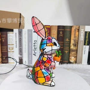 Lámpara Nocturna LED de Conejo con Mosaico Colorido y Zanahoria, Alimentación USB, Control Táctil, Decoración para el Hogar, Regalo - Product Image 4