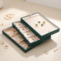 Boîte organisatrice de bijoux en cuir PU multicouche moderne rectangulaire verte pour femmes et filles - Cadeau pour la Saint-Valentin et le Nouvel An
