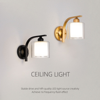 Einfache Minimalistische Schlafzimmer-Wandleuchte Eisen LED Glasschirm Aufputzmontage Dimmbar 3500K Warmweiß Heimdekoration