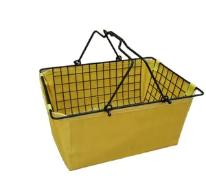 Custom Size Store Cosmetic Product Food Storage Basket Chrome Plated Canvas Metal Wire Shopping Basket