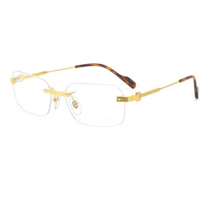 Monture Lunette de lunettes trois pièces IP personnalisées de marque haut de gamme montures optiques lunettes sans cadre lunettes sans monture en titane pur