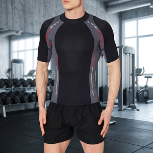 Latest Design <b>Men's</b> Short Sleeve Quick Dry Rash Guard Color Blocked Spandex Polyester Swim <b>Shirt</b> Top Adult - Product Image 2