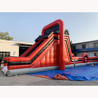 Nouveau design, parcours d'obstacles gonflable en bâche PVC rouge Ninja, château gonflable 20x20m, capacité de 15 personnes pour les fêtes