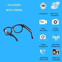Lunettes Intelligentes IA avec Caméra Vidéo, Lunettes Connectées avec Caméra, Recharge Type C, Appel, Lecteur de Musique, Caméra 8MP