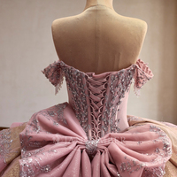 Robe de Quinceañera élégante Jancember 261099, style Sweetheart, avec paillettes et cristaux roses, en tulle doré pour femmes