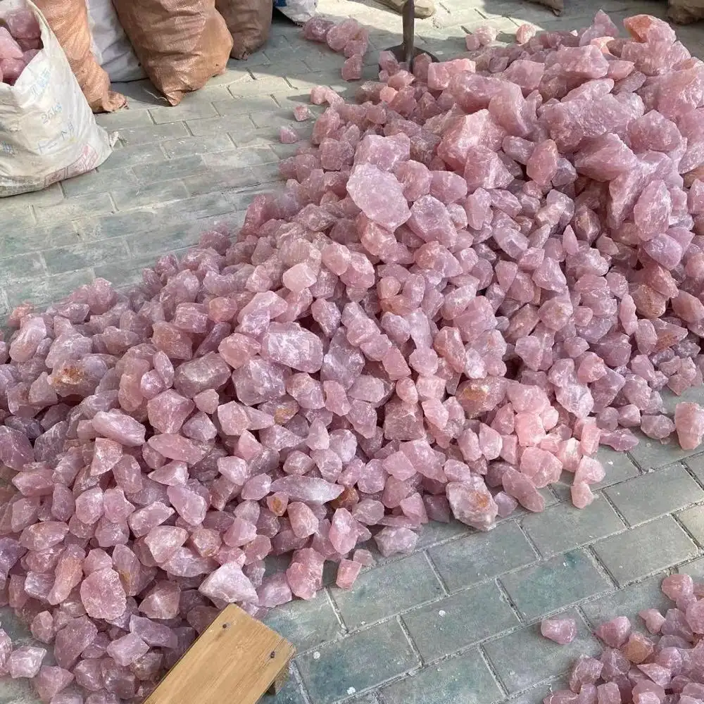 Wholesale high quality raw natural pink crystal gravel rough raw rose quartz stone