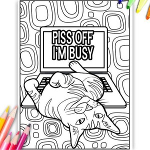 A0425 Libro de Colorear Lindo y Acogedor para Adultos y Adolescentes, Libros de Dibujo Fácil con Impresiones Atrevidas, Libro de Colorear de Gatos con Frases de Cátitude - Product Image 2