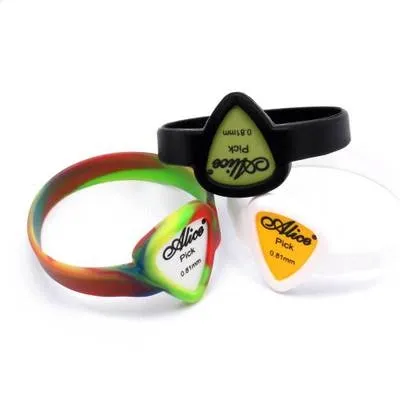 Paletas de guitarra coloridas de silicone, atacado, instrumento musical, portátil, pulseira esportiva, aceito, logotipo personalizado